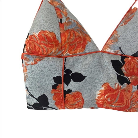 MINKPINK Blue and Orange Floral Structured Top Size Small - Picture 3 of 10